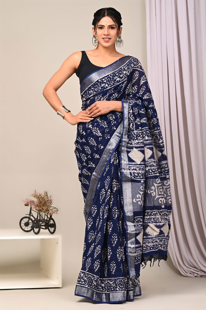 VK 4166 Silver Jari Patta Printed Sarees Catalog